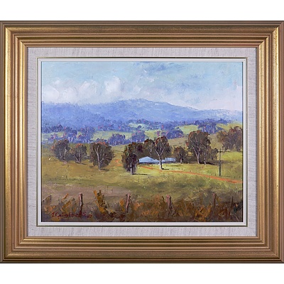 J. Colin Angus (1907-2002), Baranduda Pastoral 1987, Oil on Canvas on Board