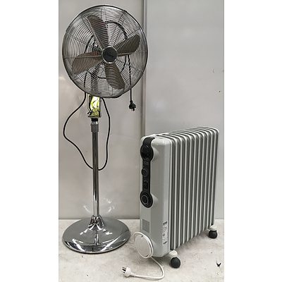 DeLongi Radia S Oil Column Heater 2400W & Martec Standing Floor Fan