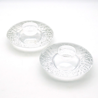 Pair of Orrefors Discus Votive Candle Holders