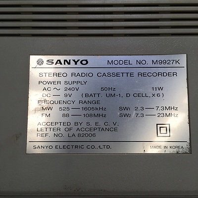 Sanyo Stereo Radio Cassette Recorder (M9927K)