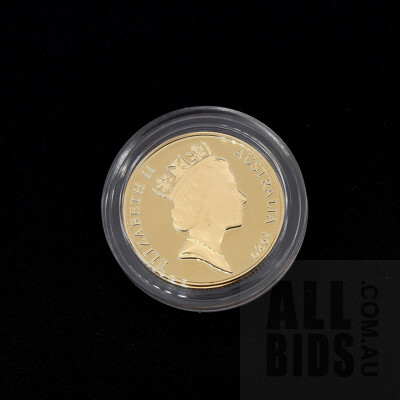 RAM 1989 22ct Gold $200 The Pride of Australia Proof Coin, Frill Neck Lizard No 12400