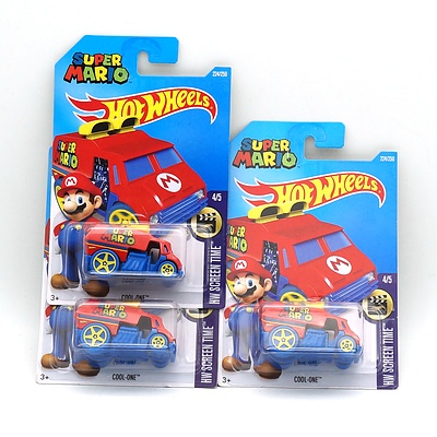 Three Hot Wheels HW Screen Time Super Mario Cool One Models