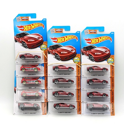 Thirteen Hot Wheels HW Digital Circuit, Subaru WRX STI and 11 Corvette Grand Sport 