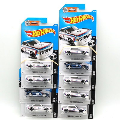 Nine Hot Wheels BMW Models, BMW Z4M Motorsport and 73 BMW 3.0 CSL Race Car 