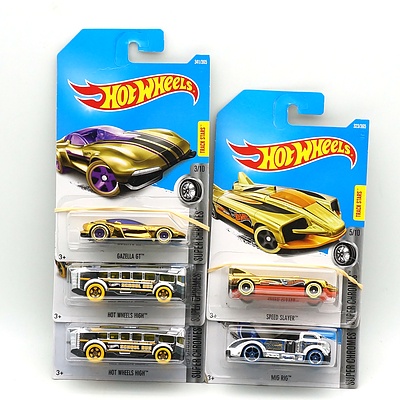Five Hot Wheels Super Chrome Models, Including Mig Rig, Gazella Gt and More 