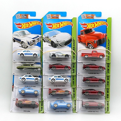 Fifteen Hot Wheels HW Workshop Models, Including So Fine, 70 Ford Escort RS1600 and More 
