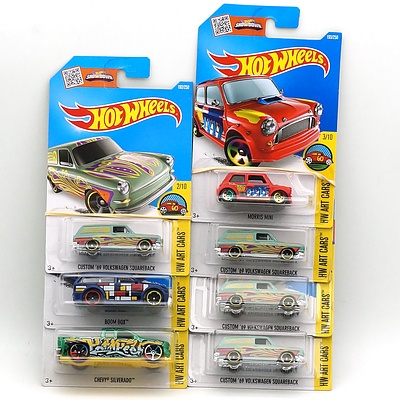 Seven Hot Wheels HW Art Cars Models, Including Boom Box, Chevy Silverado and More 