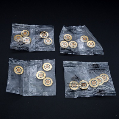 Four Uncirculated RAM Eternal Flame Remembrance $2 Coins, Three lots of Five and one of Four