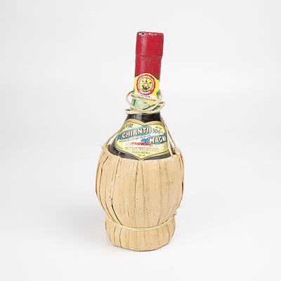 Two Vintage Italian Wines in Raffia Bound Bottles - 1981 Chianti and Toscano Bianco - Both 500ml (2)