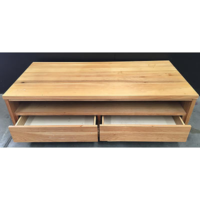 Mixed Household Furniture - 2 Seat Fabric Lounge, TV Unit, Coffee Table, And Occasional Table