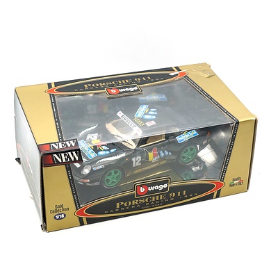 Boxed Burago Gold Collection 1:18 Porsche 911 Carrera Racing 1993