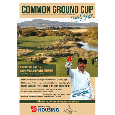 Play A Round of Golf with Tim Paine at the Common Ground Cup - Friday 28th May 2021 at Ratho Farm Bothwell Tasmania