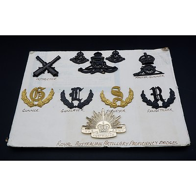 Collection of Royal Australian Artillery Proficiency Badges