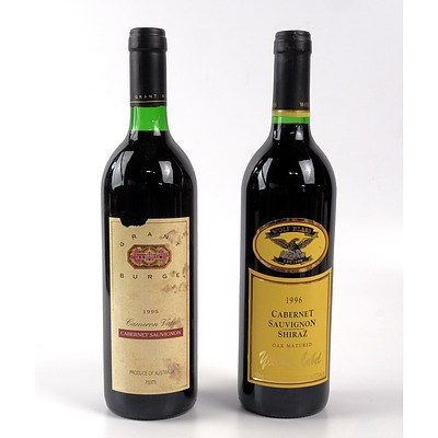 Grant Burge Cameron Vale 1995 Cabernet Sauvignon and Wolf Blass yellow Label 1996 Cabernet Shiraz (2)