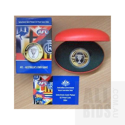 AUSTRALIA 2004 $5 PROOF Coin AFL Football