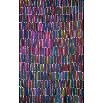 Jeannie Mills Pwerle (born 1965), Bush Potatoes 2020, Synthetic Polymer Paint on Canvas, 152 x 95 cm