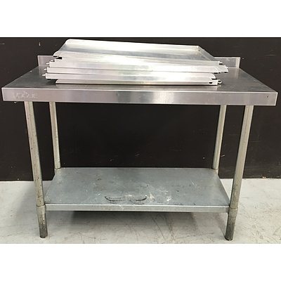 Vogue Stainless Steel Prep Bench And Aluminium Trays - Lot Of Nine
