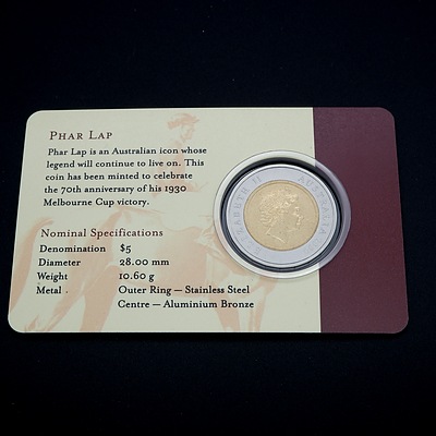 2000 RAM $5 Coin Australian Uncirculated Five Dollar Coin Phar Lap Commemorative