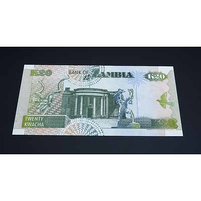 1992 Zambia 20 Kwacha Banknote AA6773359