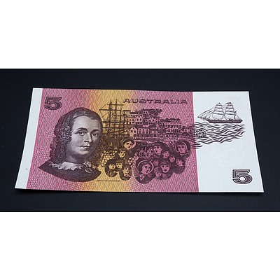 $5 1985 Johnston Fraser Australian Five Dollar Banknote R209A QDZ540667 Uncirculated Condition