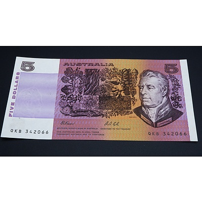 $5 1991 Fraser Cole Australian Five Dollar Banknote R213 QKB342066