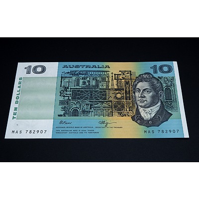 $10 1989 Fraser Higgins Australian Ten Dollar Banknote R312 MAS782907