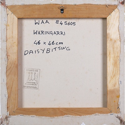 Daisy Bitting (born 1940, Jaminjung language group), Legune, Natural Ochres and Pigments on Canvas, 45 x 45 cm