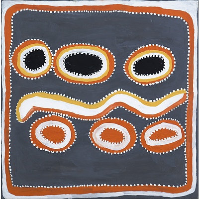 Mignonette Jamin (1932-2010, Murrinh-Patha language group), Kimoorlny, Natural Ochres and Pigments on Canvas, 45 x 45 cm