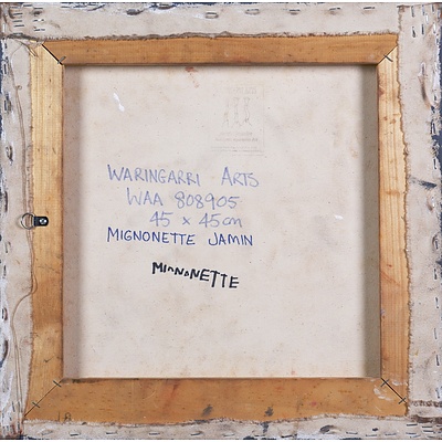 Mignonette Jamin (1932-2010, Murrinh-Patha language group), Kimoorlny, Natural Ochres and Pigments on Canvas, 45 x 45 cm