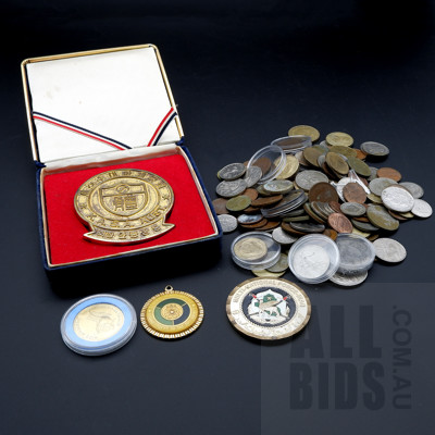 Collection of Australian and International Coins, Army Medallions, and More