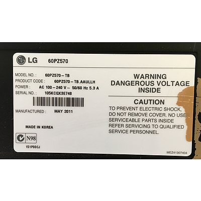 LG BM-LDS201 60PZ570 60Inch 152cm Full HD 3D Plasma TV And Melamine TV Stand