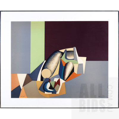 Jean Helion (1904-1987, French), Composition Fond Gris et Noir 1974, Lithograph, 66 x 83 cm (image size)