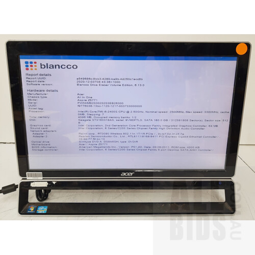 Acer Aspire (Z5771) Intel Core (i5-2400S) 2.50GHz - 3.30GHz 4-Core CPU 23-inch All-in-One