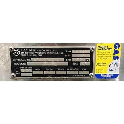 Goldstein RBA48L Stainless Steel, Natural Gas 8 Burner Stove