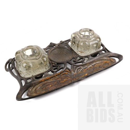 Art Nouveau Cast Iron Standish with Rd No 437759, Circa 1905