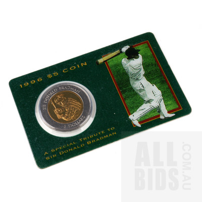 1996 RAM $5 Coin Australian Uncirculated Five Dollar Coin Card Bradman Commemorative
