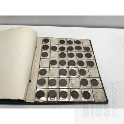 Coin Album Containing Three Pence, Half Pennies and Pennies