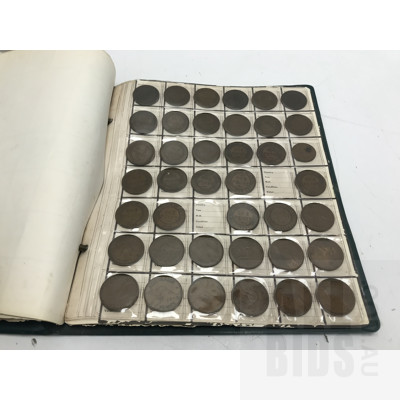 Coin Album Containing Three Pence, Half Pennies and Pennies