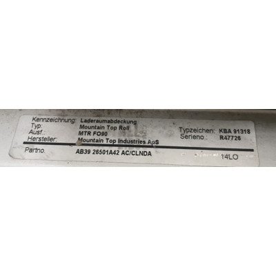 Mountain Top MTR-FO90 - Ford Ranger - Wildtrak Silver Aluminium Roll Cover