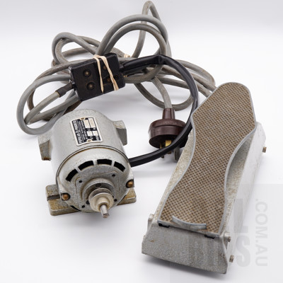 Vintage IME England Jewellers/Watchmakers Lathe in Original Box with Foot pedal Operated Motor and a Large Selection of Collets