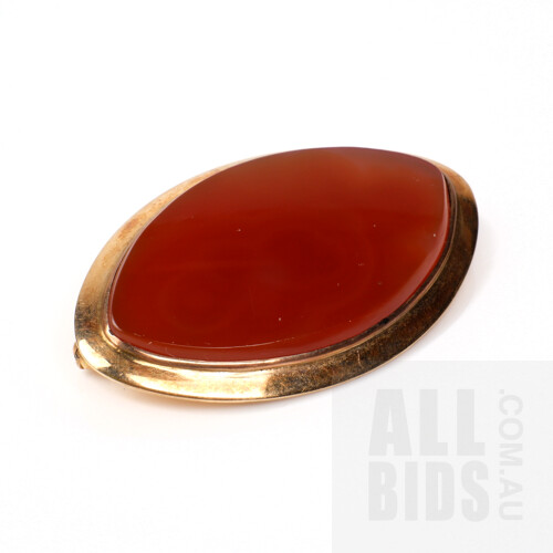 14ct Rose Gold Brooch with Orange Carnelian, 7.2g