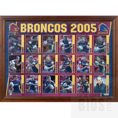 Framed Brisbane Broncos 2005 Memorabilia Displaying Individual Player and Coach Photos