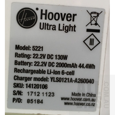 Hoover 5221 Ultra Light Stick Vacuum Cleaner And AEG Dual 18V 20L Wet And Dry Dust Extractor