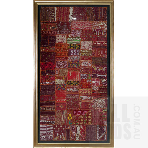 A Pair of Large Mumbai Silk Sari Textiles, Each 128 x 67 cm
