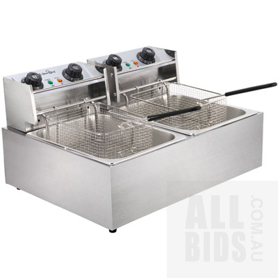 New Aim CDF-D4C-Double Commercial Double Basket Deep Fryer
