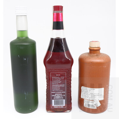 Suntory Rubis Strawberry Liqueur 750ml, Lindenholf Melon Schnapps 700ml and Oldesloer Magentropfen Herb Liqueur 700ml
