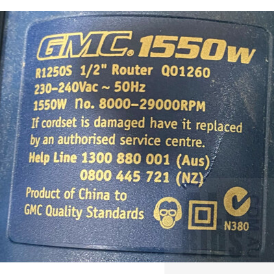 GMC R1250s Router with Assorted Router Attachments