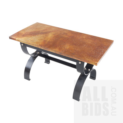 Retro Beaten Copper Topped Coffee Table