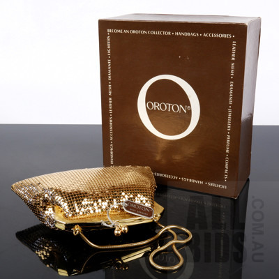 Oroton Gold Lame Purse in Original Box