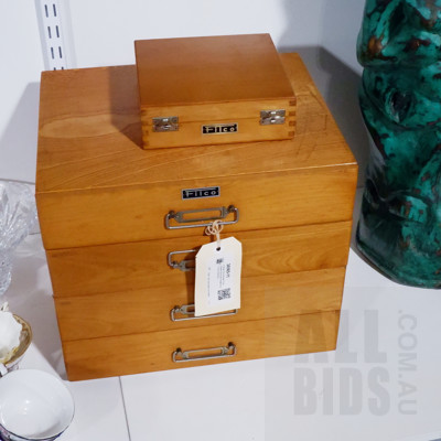 Vintage Filco Wooden Four Drawer Document Drawers and Filco Slide Box